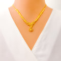 Distinct Floral Vine Motif 22K Gold Necklace Set 