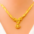 Distinct Floral Vine Motif 22K Gold Necklace Set 