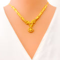 Distinct Floral Vine Motif 22K Gold Necklace Set 