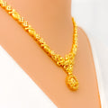 Distinct Floral Vine Motif 22K Gold Necklace Set 