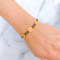 Gorgeous Geometric 22k Gold Black Bead Bracelet 