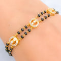 Charming Halo 22k Gold Black Bead CZ Bracelet 