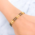 Charming Halo 22k Gold Black Bead CZ Bracelet 