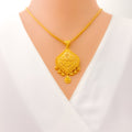 Striking Dressy Tasseled 22k Gold Pendant Set