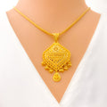 Striking Dressy Tasseled 22k Gold Pendant Set