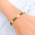 Dapper Dual Chain 22k Gold Black Bead CZ Bracelet 