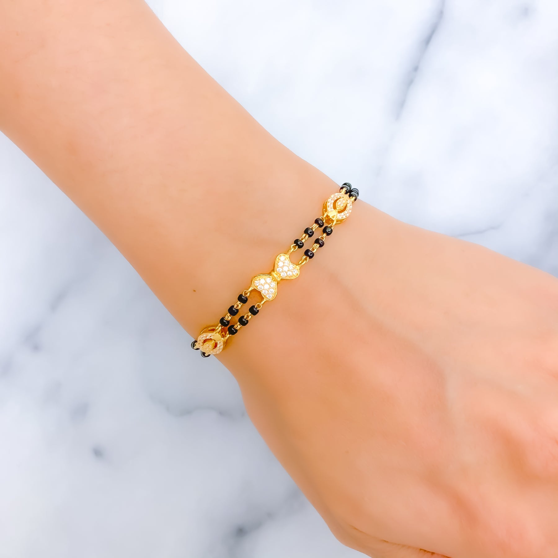 22k Gold Black Beads Bracelets