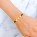 Magnificent Oval 22k Gold Black Bead CZ Bracelet 