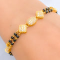 Magnificent Oval 22k Gold Black Bead CZ Bracelet 