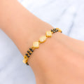 Magnificent Oval 22k Gold Black Bead CZ Bracelet 