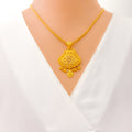Glistening Fine Beaded 22k Gold Pendant Set 