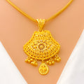 Glistening Fine Beaded 22k Gold Pendant Set 