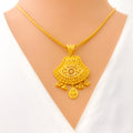 Glistening Fine Beaded 22k Gold Pendant Set 