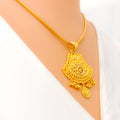 Glistening Fine Beaded 22k Gold Pendant Set 