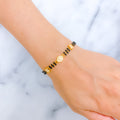 Palatial Posh 22k Gold Black Bead CZ Bracelet 