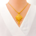 Golden Bespoke Kite Shaped 22k Gold Pendant Set
