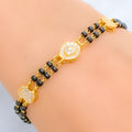 Palatial Posh 22k Gold Black Bead CZ Bracelet 