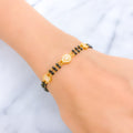 Palatial Posh 22k Gold Black Bead CZ Bracelet 