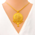 Ornamental Gleaming 22k Gold Round Pendant Set 