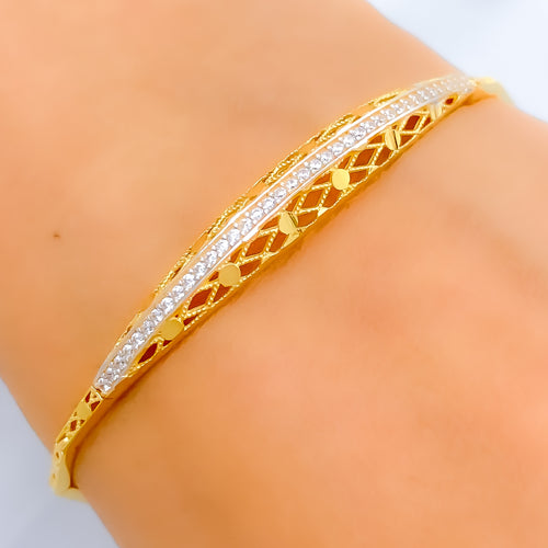 Beautiful Netted Chic 22k Gold CZ Bracelet 