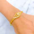 Dazzling Leaf Adorned 22k Gold CZ Bracelet