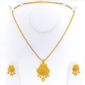 Glistening Fine Beaded 22k Gold Pendant Set 