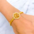 Delightful Netted Flower 22k Gold CZ Bracelet 