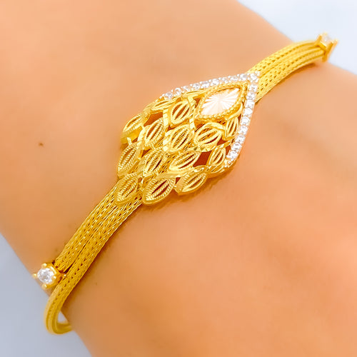 Unique Asymmetrical 22k Gold CZ Bracelet 