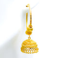 Opulent Three Orb 22K Gold Chandelier Bali Earrings 