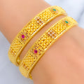 Delicate Floral 22k Gold Bangles