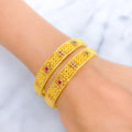 Delicate Floral 22k Gold Bangles