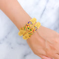 Royal Peacock Enameled 22k Gold Bangle Pair 