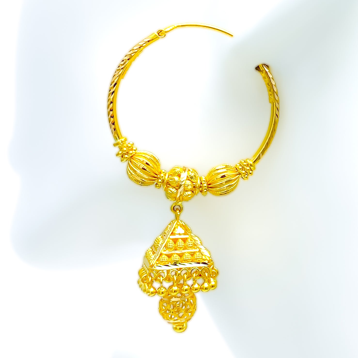 Unique Pyramid 22K Gold Chandelier Bali Earrings – Andaaz Jewelers