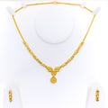 Distinct Floral Vine Motif 22K Gold Necklace Set 