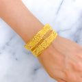 Decorative Flower Adorned 22k Gold Bangles