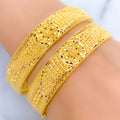 Decorative Flower Adorned 22k Gold Bangles