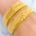 Decorative Flower Adorned 22k Gold Bangles