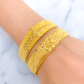 Decorative Flower Adorned 22k Gold Bangles