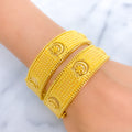 Special Striped Netted Flower 22k Gold Bangles