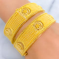 Special Striped Netted Flower 22k Gold Bangles