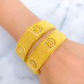 Special Striped Netted Flower 22k Gold Bangles