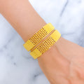 Alternating Charming Chequered 22k Gold Bangle Pair 