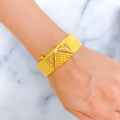 Elevated Posh Triangle Adorned 22k Gold Screw Bangle 