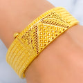 Elevated Posh Triangle Adorned 22k Gold Screw Bangle 