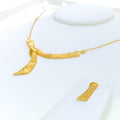 Distinct Reflective Curve 22k Gold Light-weight Necklace Set
