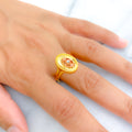 Reflective Netted Oval 22K Gold Ring 