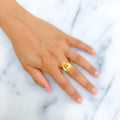 Upscale Bold Triangular 22K Gold Ring 