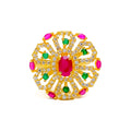 Stylish Colorful 22k Gold CZ Statement Ring