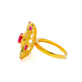 Stylish Colorful 22k Gold CZ Statement Ring