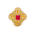 Palatial Dazzling 22k Gold CZ Statement Ring